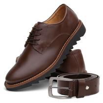 Kit Sapato Social Sola Alta Moderna Confort + Cinto Em Couro