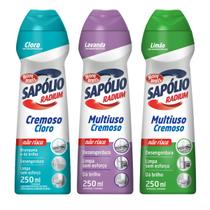 Kit Sapólio Multiuso Cremoso Cloro, Lavanda e Limão 250ml