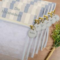 Kit Saquinho Maternidade Listrado Palha com Marinho 6 Peças