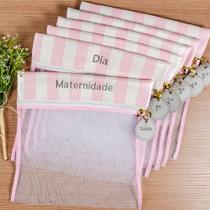 Kit Saquinho Maternidade Listrado Rosa 4 Peças