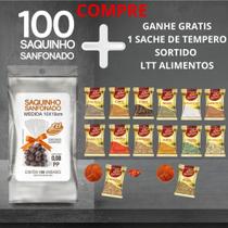 Kit Saquinho para pipoca gourmet 10x19cm com 100 unidades + 1 Sache de Tempero - Super Linha Premi