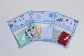 Kit Saquinhos Maternidade Azul bebê Crocodilo Jacaré 3pçs Plastificado com Zipper Viés Kit Saquinhos Maternidade Azul bebê Crocodilo Jacaré 3pçs Plastificado com Zipper Viés