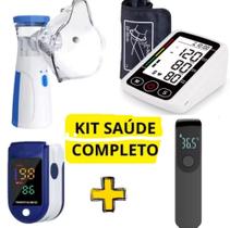 Kit Saúde 4 em 1 com Medidor de Pressão, Oxímetro, Termômetro e Nebulizador Kit Saúde 4 em 1 com Medidor de Pressão, Oxímetro, Termômetro e Nebulizador