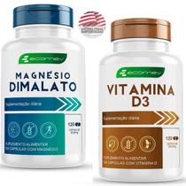 Kit Saude Magnesio Dimalato + Vitamina D3 10.000UI Alta Absorção 500mg 240Cáps Ecomev