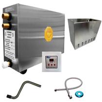 Kit Sauna Vapor 6kw 380 Trif. + Tubo Em Aço + Cesto de Ervas Impercap