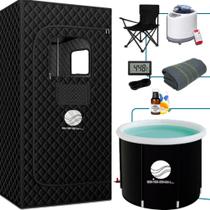 Kit Sauna Vapor Portátil Doméstico Residencial Compacta Com Gerador de 220v e Cadeira + Banheira de