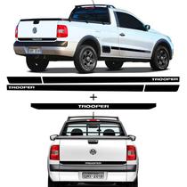 Kit Saveiro Trooper 2010 2011 Faixa Traseira e Lateral Preto