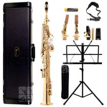 KIT Sax Reto Soprano Eagle SP502 Laqueado Original Completo