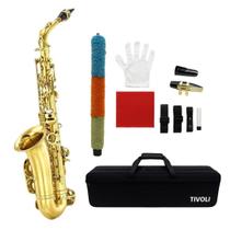 Kit Saxofone Alto Eb Laqueado Estojo Case Luxo Acessórios