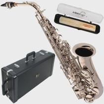 Kit Saxofone Alto Mid Niquelado Sa500N Eagle Palheta Case