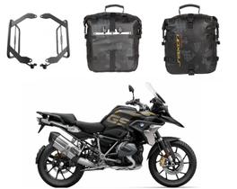 Kit Saxon Par Alforjes Preto 30L+Suporte Chapam Bmw 1200/250