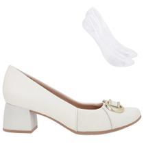 Kit Scarpin Usaflex Joanete Salto Bloco Feminino + Par De Meia Kit Scarpin Usaflex Joanete Salto Bloco Feminino + Par De Meia