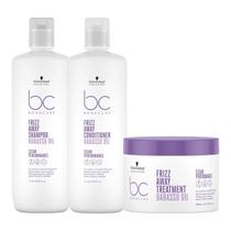 Kit Schwarzkopf BC Bonacure Frizz Away - Shampoo 1L + Condicionador 1L + Máscara 500ml
