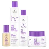 Kit Schwarzkopf BC Bonacure Frizz Away - Shampoo 250ml + Condicionador 200ml + Máscara 200ml + Smoothing Oil 50ml Kit Schwarzkopf BC Bonacure Frizz Away - Shampoo 250ml + Condicionador 200ml + Máscara 200ml + Smoothing Oil 50ml