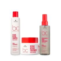 Kit Schwarzkopf Bc Repair Rescue - Shampoo 250ml + Máscara 200g + Spray Conditioner 200ml