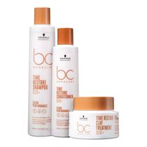 Kit Schwarzkopf Bc Time Restore Q10 - Shampoo 250ml + Condicionador 200ml + Máscara 200ml