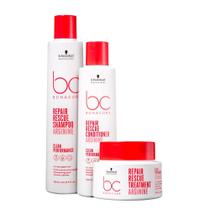 Kit Schwarzkopf Bonacure Peptide Repair Rescue Shampoo Micellar 250 ml Condicionador 200 e Máscara 200 ml