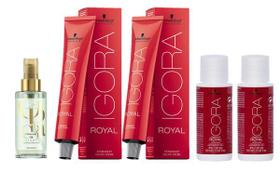 Kit Schwarzkopf Igora 8.77, 9.7, ox 30vol e Wella Óleo Oil Reflection Ligth 30ml