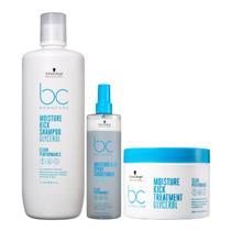 Kit Schwarzkopf Professional BC Moisture Kick Glycerol - Shampoo 1L + Máscara 500ml + Spray Conditioner 200ml