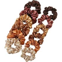 Kit Scrunchie Xuxinha de Cetim Multicor Paleta Outono Quente (12 Peças)