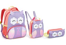 KIT Seanite Mochila/ lancheira e Estojo - CORUJA