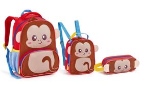 KIT Seanite Mochila/ lancheira e Estojo - MACACO KIT Seanite Mochila/ lancheira e Estojo - MACACO