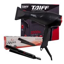 KIT - SECADOR CABELO TAIFF PROF. BLACK ION 2000W 220V + PRANCHA GAMA ELEGANZA PLUS 210ºC