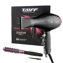 Kit - secador cabelo taiff titanium colors pink ion 2100w 127v + escova proart kp-20 roxa