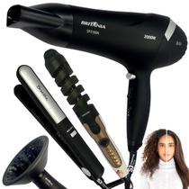 Kit secador de cabelo e difusor e cacheador liss e prancha