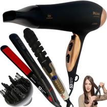 Kit secador de cabelo e difusor e chapinha íons e modelador