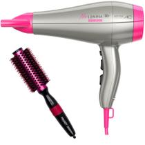 Kit - secador de cabelo gama new lumina 3d 2200w bv - escova proart metalica pro rosa 25mm - epm05