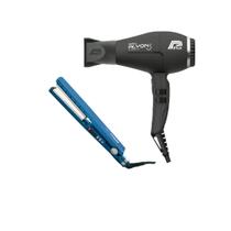 Kit secador de cabelo parlux alyon ion preto 2250w 220v + prancha alisadora mq titanium blue 232c Kit secador de cabelo parlux alyon ion preto 2250w 220v + prancha alisadora mq titanium blue 232c