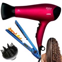 Kit secador de cabelo pro e difusor e chapinha com selagem