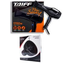 Kit - secador de cabelo profissional taiff new smart 1700w 127v + difusor de ar universal gama