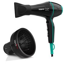 Kit - secador de cabelo profissional taiff style preto 2000w 127v + difusor de ar universal gama