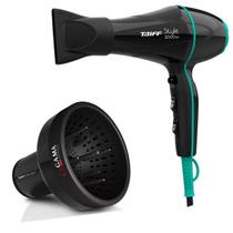 Kit - secador de cabelo profissional taiff style preto 2000w 220v + difusor de ar universal gama