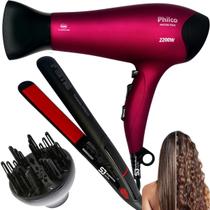 Kit secador de cabelos profissional e difusor e chapinha íon - Philco