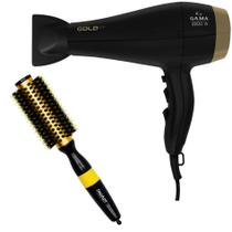 Kit - secador gama gold ion 2200w 127v + escova proart metallic pro amarela 25mm epm14