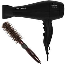 Kit - secador gama salon pro ion 3d 2100w 127v + escova proart miracle shine 21mm 2d733 madeira 'p'