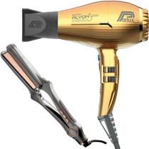 Kit - secador profissonal parlux alyon ion gold 2250w 220v + prancha mq pro 480 480f / 250c