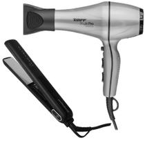 KIT - SECADOR TAIFF STYLE PRATA PRO 2000W 220V + PRANCHA GAMA G-EVO IHT SILK CHROME TITANIUM 250ºC