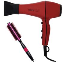 Kit - secador taiff style red 2000w 220v + escova proart metalica pro rosa 15mm - epm04b