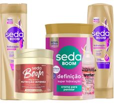 Kit Seda Boom Cabelos Cacheados Mascara Nutrição Intensa Definição Creme Pentear 1kg