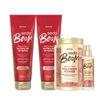 Kit Seda Boom: Shampoo Nutrição 250ml + Cond. 250ml + Creme 1kg + Soro 200ml