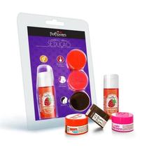 Kit sedução 3 cremes + 1 gel comestível morango