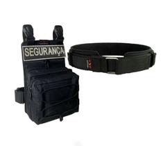Kit Segurança Bornal Com Bolso Duplo + Cinto T4tico Força Nacional + Emborrachado (Patch) Desert Col