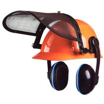 Kit Segurança EPI Capacete Com Tela Abafador Operador Roçadeira Motosserra Camper