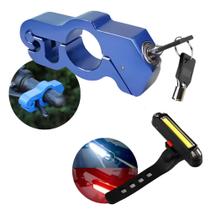 Kit Segurança Moto e Bike Trava Guidão Reforçada + Farol LED com Modo Strobo XMTR01 TRAVA01AZ
