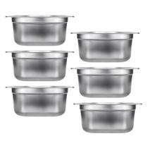 Kit Seis Cubas Gastronomica Padrão Gn 1/2 150mm Inox sem Alça com tampa Weck Kit Seis Cubas Gastronomica Padrão Gn 1/2 150mm Inox sem Alça com tampa Weck