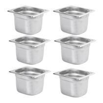 Kit Seis Cubas Gastronomica Padrão Gn 1/6 150mm Inox sem Alça Com tampa Weck Kit Seis Cubas Gastronomica Padrão Gn 1/6 150mm Inox sem Alça Com tampa Weck